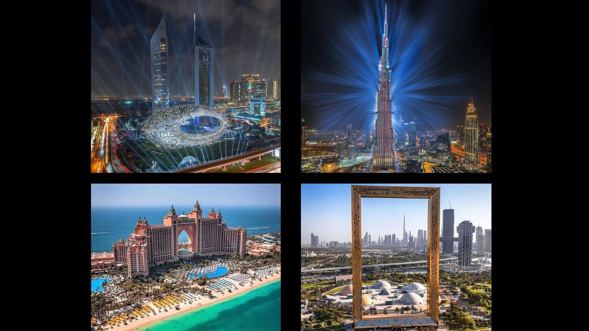 best spots of Dubai for Instagrammers, Burj Khalifa, Museum of Future, Atlantis, the Frame